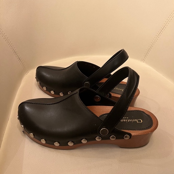 Christian Dior black clogs with silver studs - Picture 1 of 2